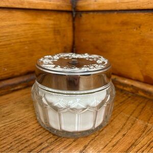 VTG AVON Candid Beauty Dust Glass Jar White Powder Puff 4 OZ